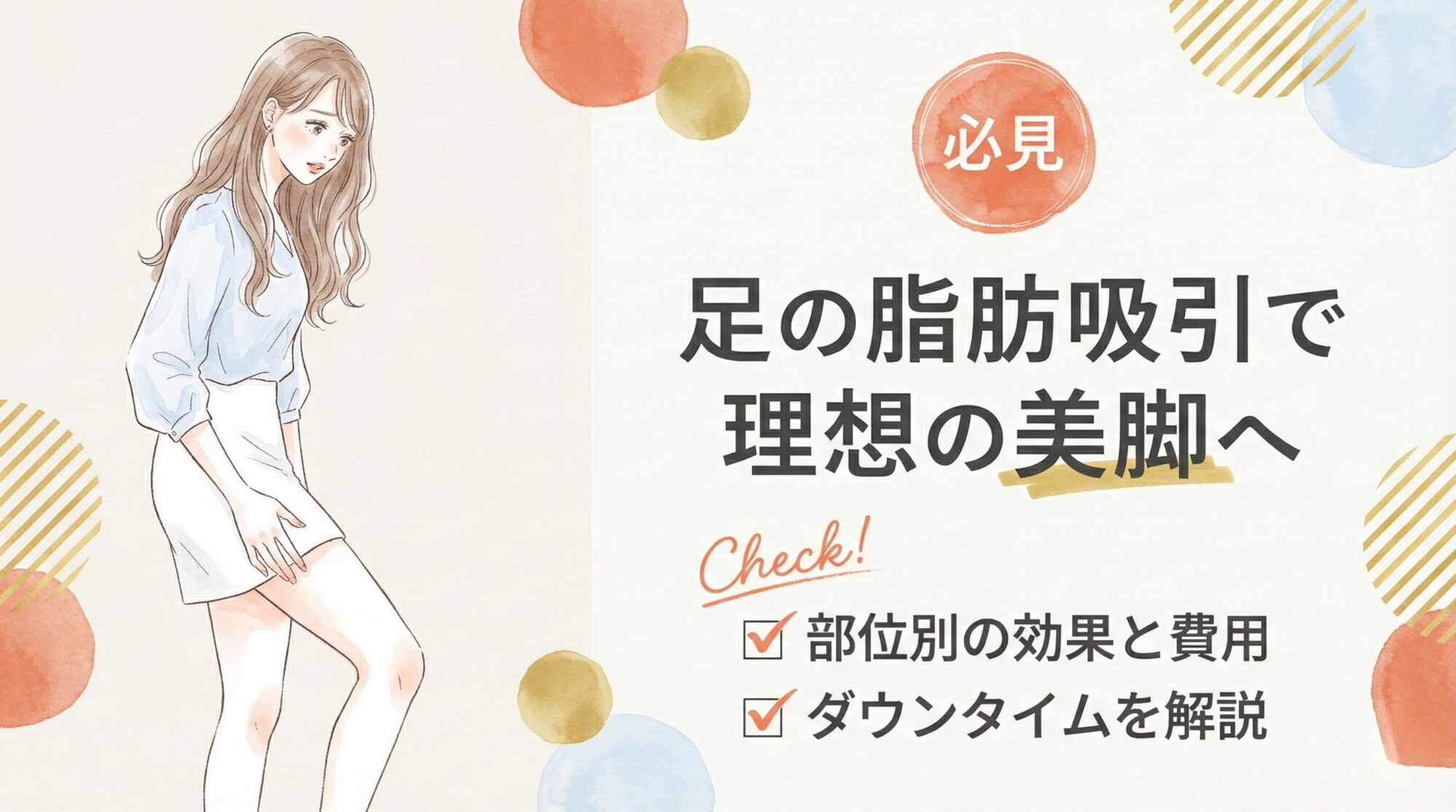 足のラインを気にする若い女性のイラスト